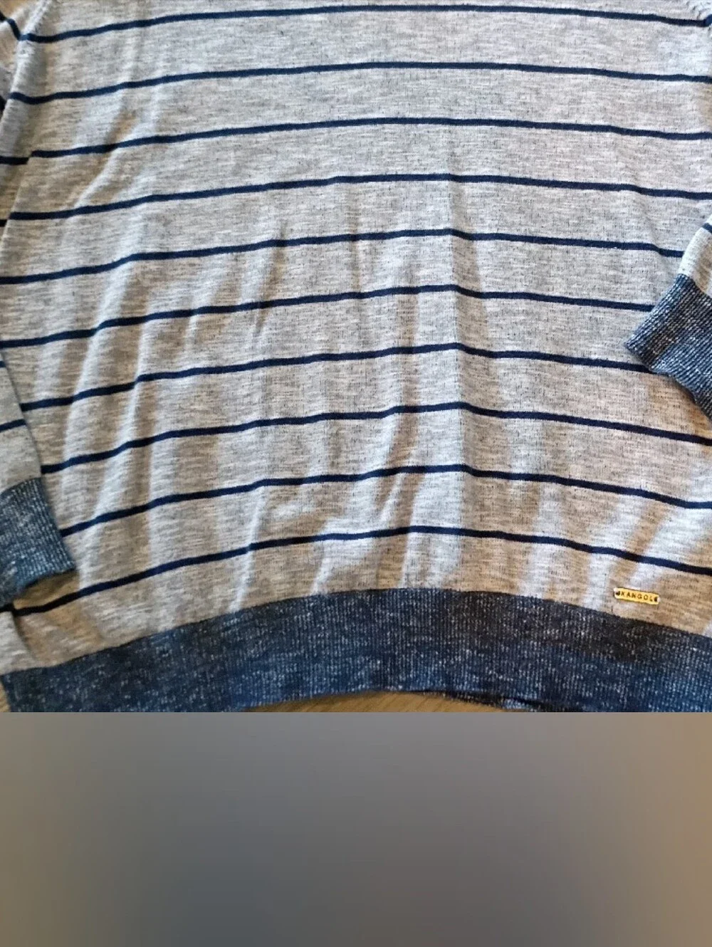 Kangol-Sz XL Gray and Navy Striped 1/4-Zip 100% Cotton Pullover Style 8954